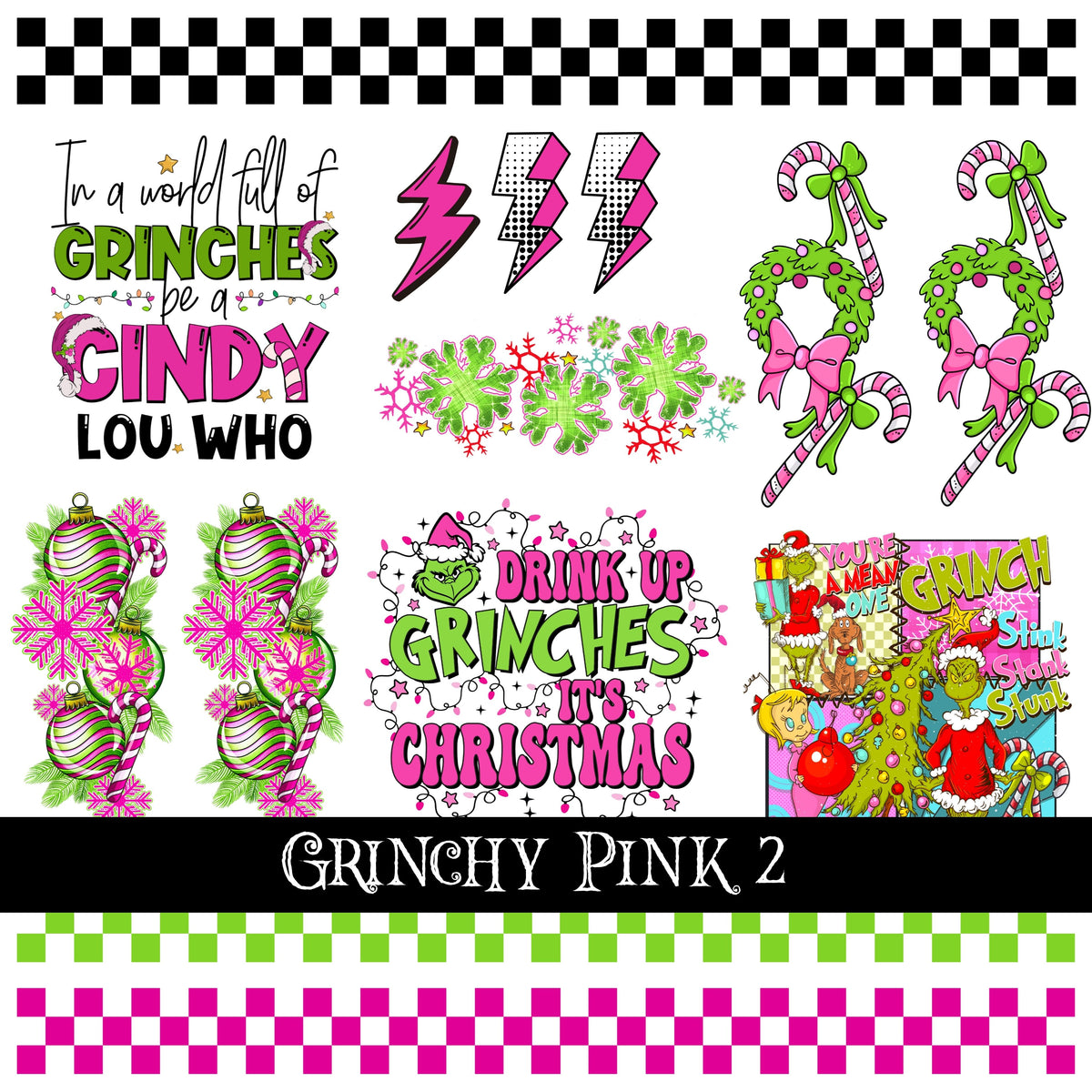 Grinchy pink 2 UV Decal sheet