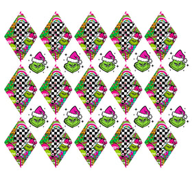 Grinchy Pink Argyle UV DTF wraps 2 sizes to choose from