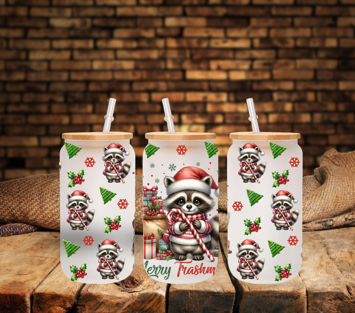 Merry Trashmas UV DTF 16oz Libbey wrap