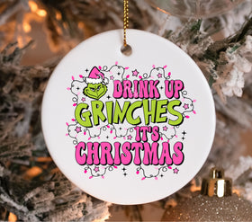 Drink up Grinches Pink available in UV DTF Decals and DTF Transfers