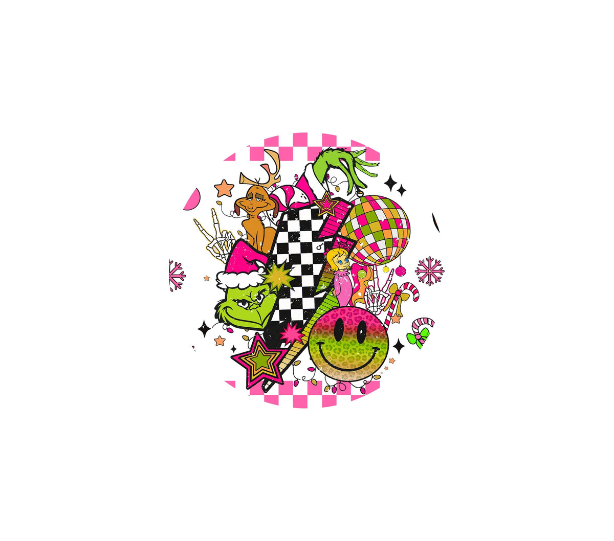 Grinchy Pink Tumbler Butt UV DTF Decals 5 Sizes