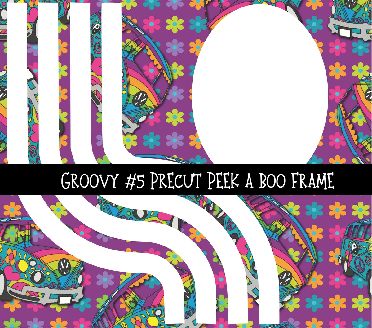 Groovy Precut Peek a Boo Frame vinyl tumbler wraps 8 designs