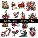 Grunge Alice Torn Pages UV DTF Decal sheets 11 Designs available