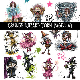 Grunge Wizard Torn Pages UV DTF Decal sheets 9 Designs available