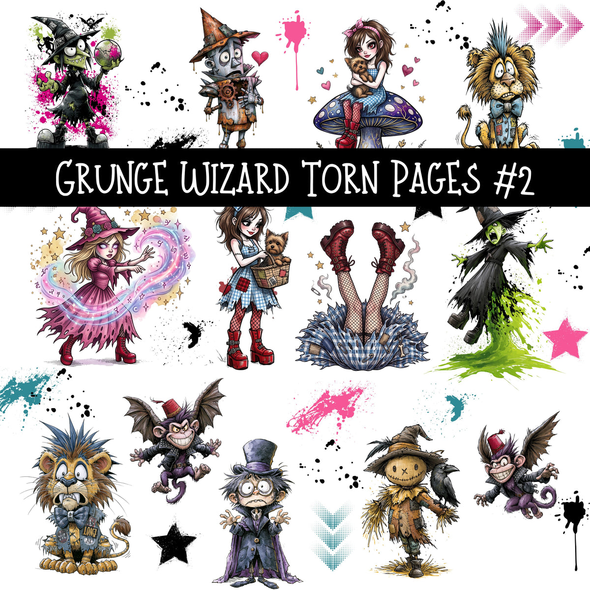 Grunge Wizard Torn Pages UV DTF Decal sheets 9 Designs available