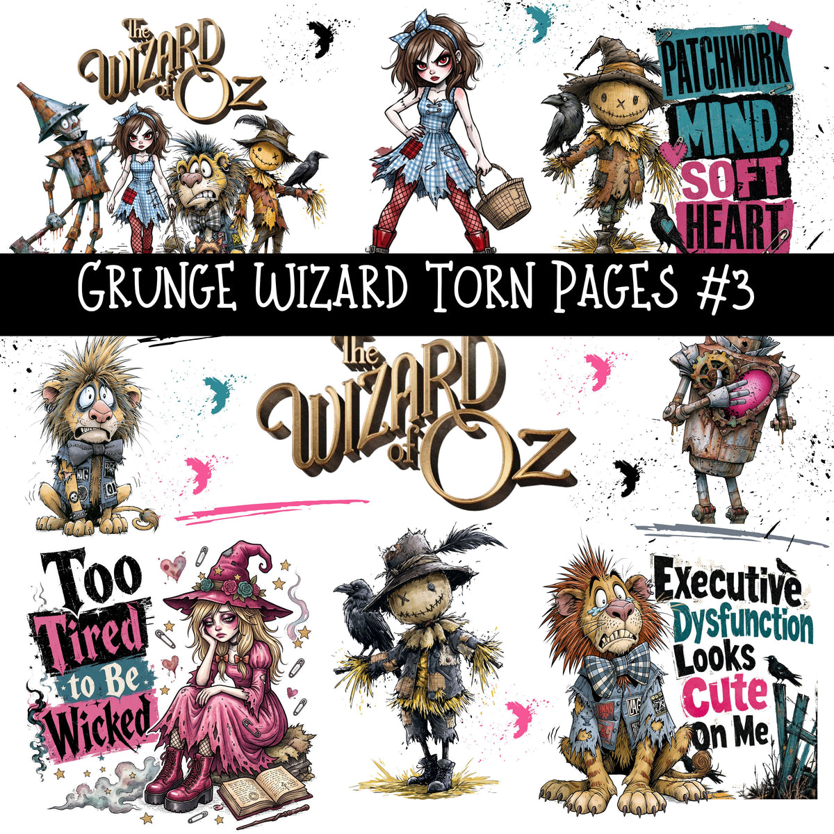 Grunge Wizard Torn Pages UV DTF Decal sheets 9 Designs available