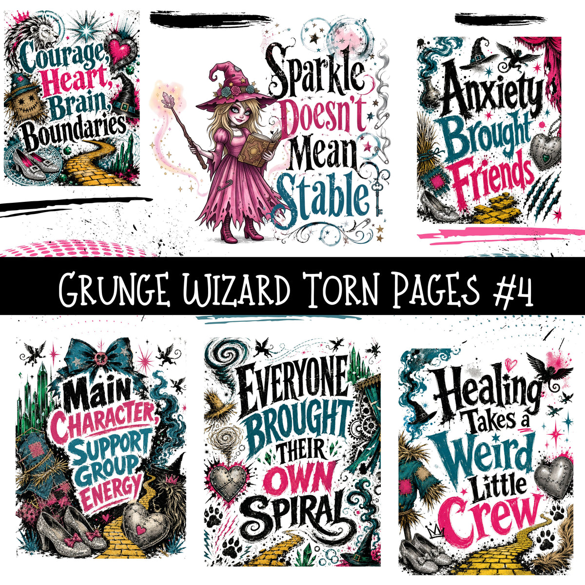 Grunge Wizard Torn Pages UV DTF Decal sheets 9 Designs available
