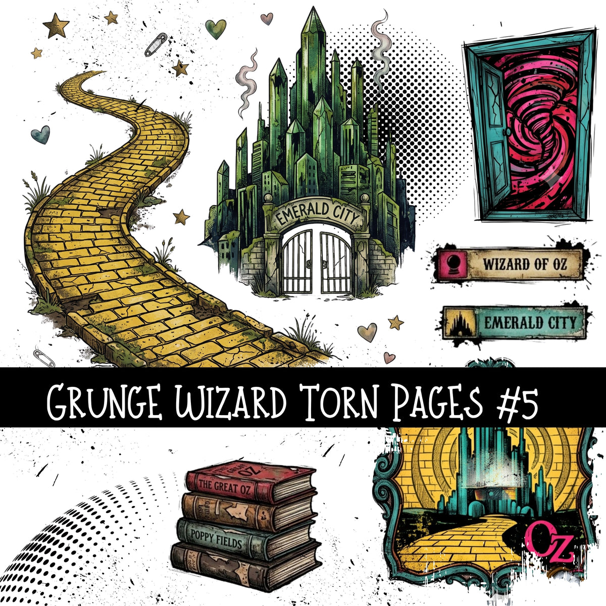 Grunge Wizard Torn Pages UV DTF Decal sheets 9 Designs available