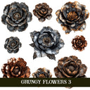 Grungy Flowers UV DTF Decal Sheets 4 sheet design options