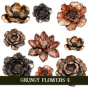 Grungy Flowers UV DTF Decal Sheets 4 sheet design options