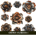 Grungy Flowers UV DTF Decal Sheets 4 sheet design options