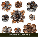Grungy Flowers UV DTF Decal Sheets 4 sheet design options