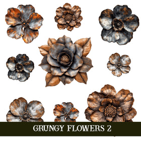 Grungy Flowers UV DTF Decal Sheets 4 sheet design options
