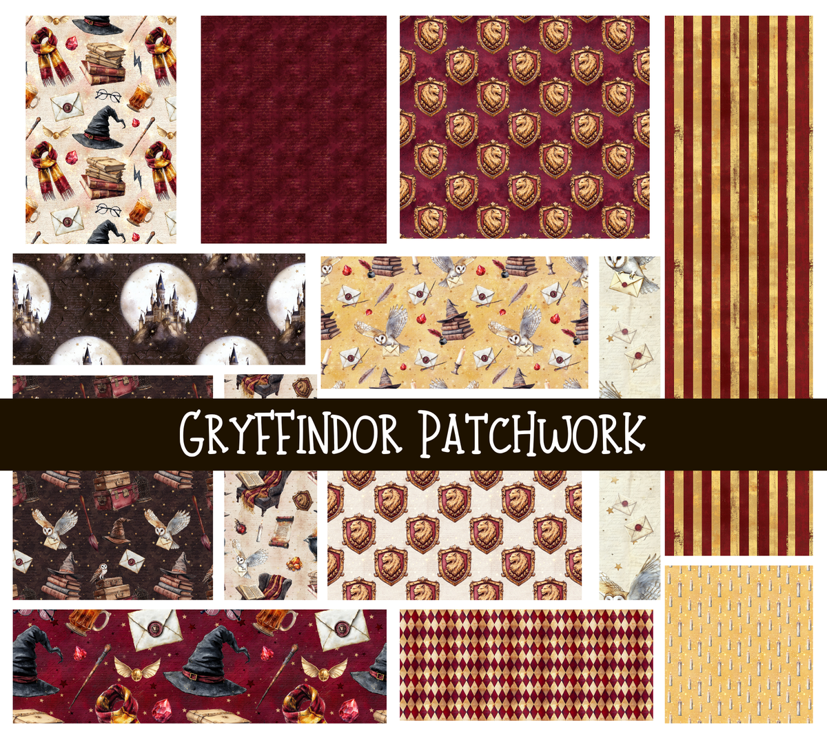 Gryffindor Doodle Patchwork Set