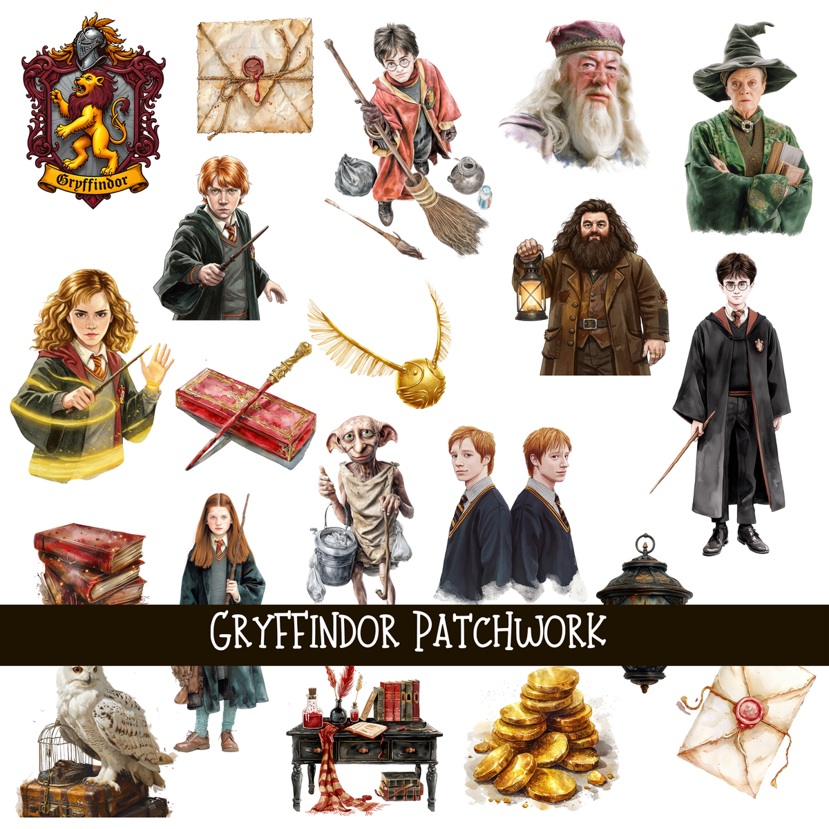 Gryffindor Doodle Patchwork Set