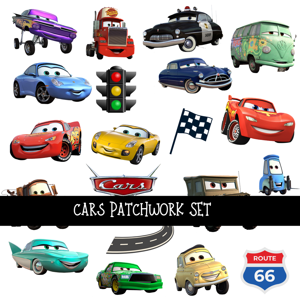 Cars Doodle Patchwork Set