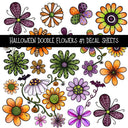 Halloween Doodle Flowers UV DTF Decal sheets 3 designs available