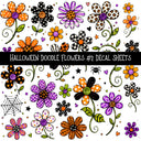 Halloween Doodle Flowers UV DTF Decal sheets 3 designs available