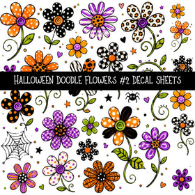 Halloween Doodle Flowers UV DTF Decal sheets 3 designs available