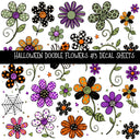 Halloween Doodle Flowers UV DTF Decal sheets 3 designs available