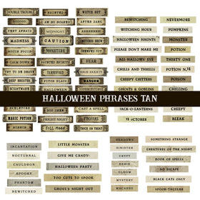 Halloween Phrases Tan UV DTF Decal sheet