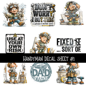 Handyman Decal  UV DTF Decal sheets 2 designs to choose from