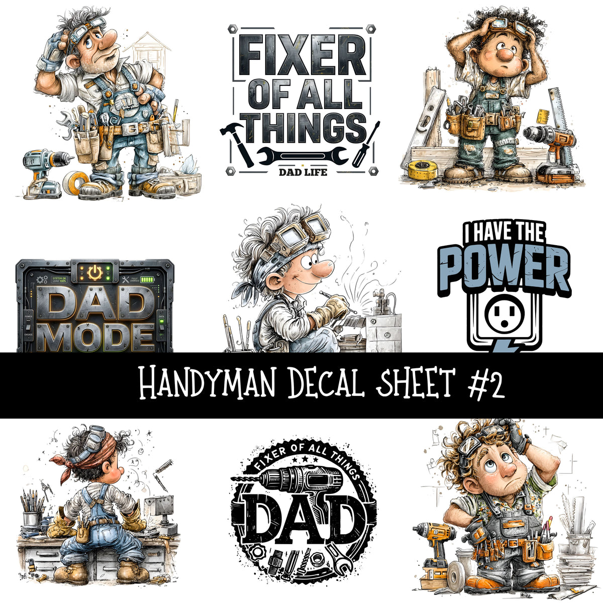 Handyman Decal  UV DTF Decal sheets 2 designs to choose from