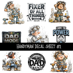 Handyman Decal  UV DTF Decal sheets 2 designs to choose from