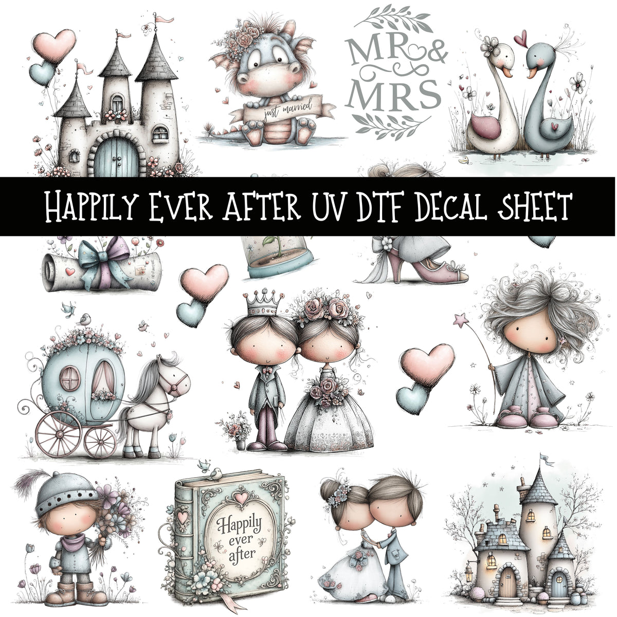 Happily Ever After UV DTF Decal sheets