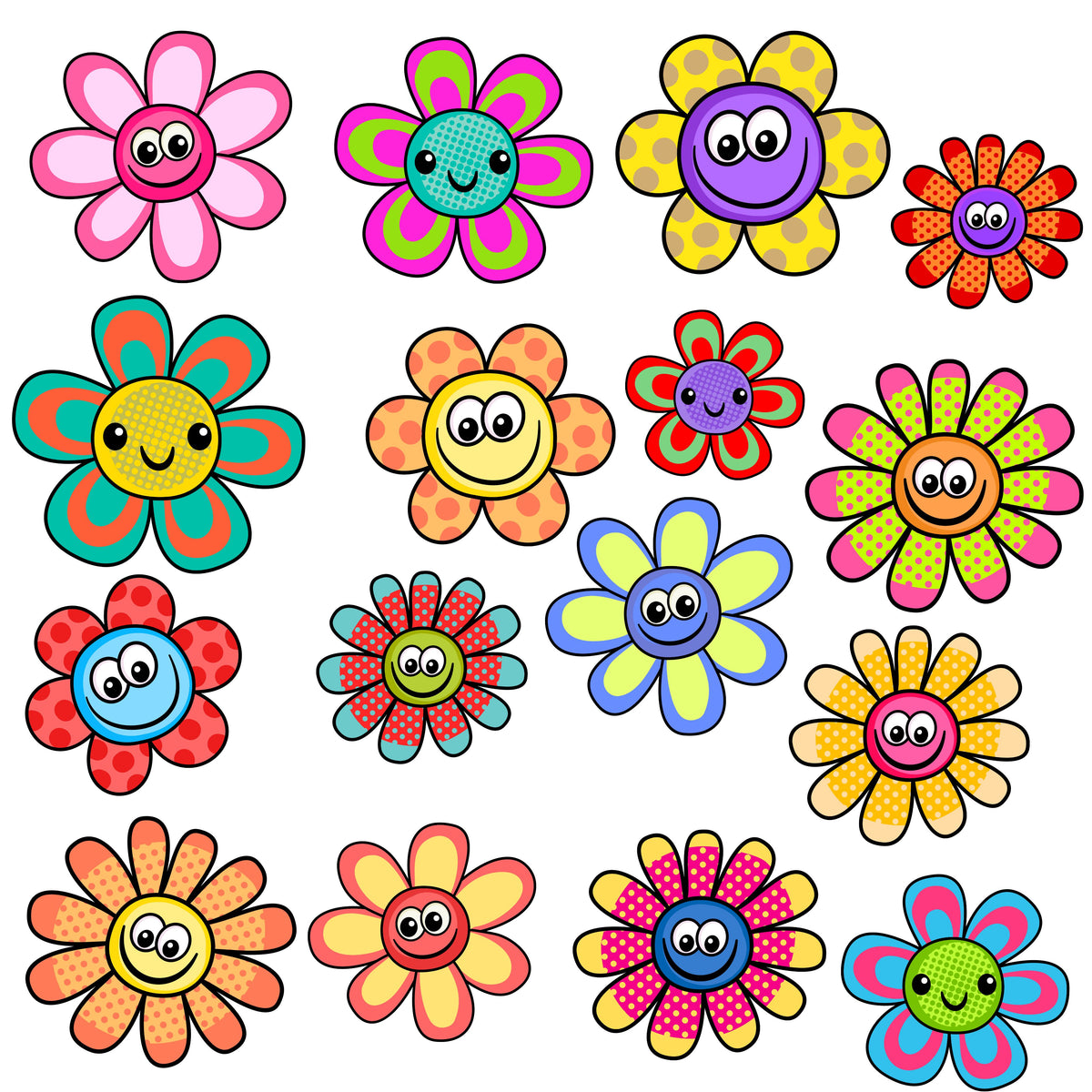 Happy Flowers UV DTF Decal sheet