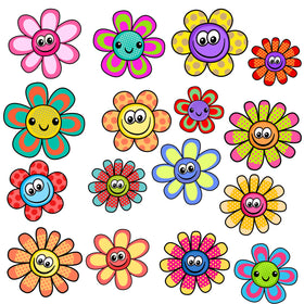 Happy Flowers UV DTF Decal sheet