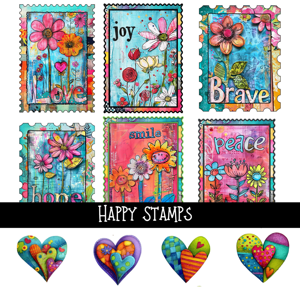 Happy Stamps UV DTF Decal sheet