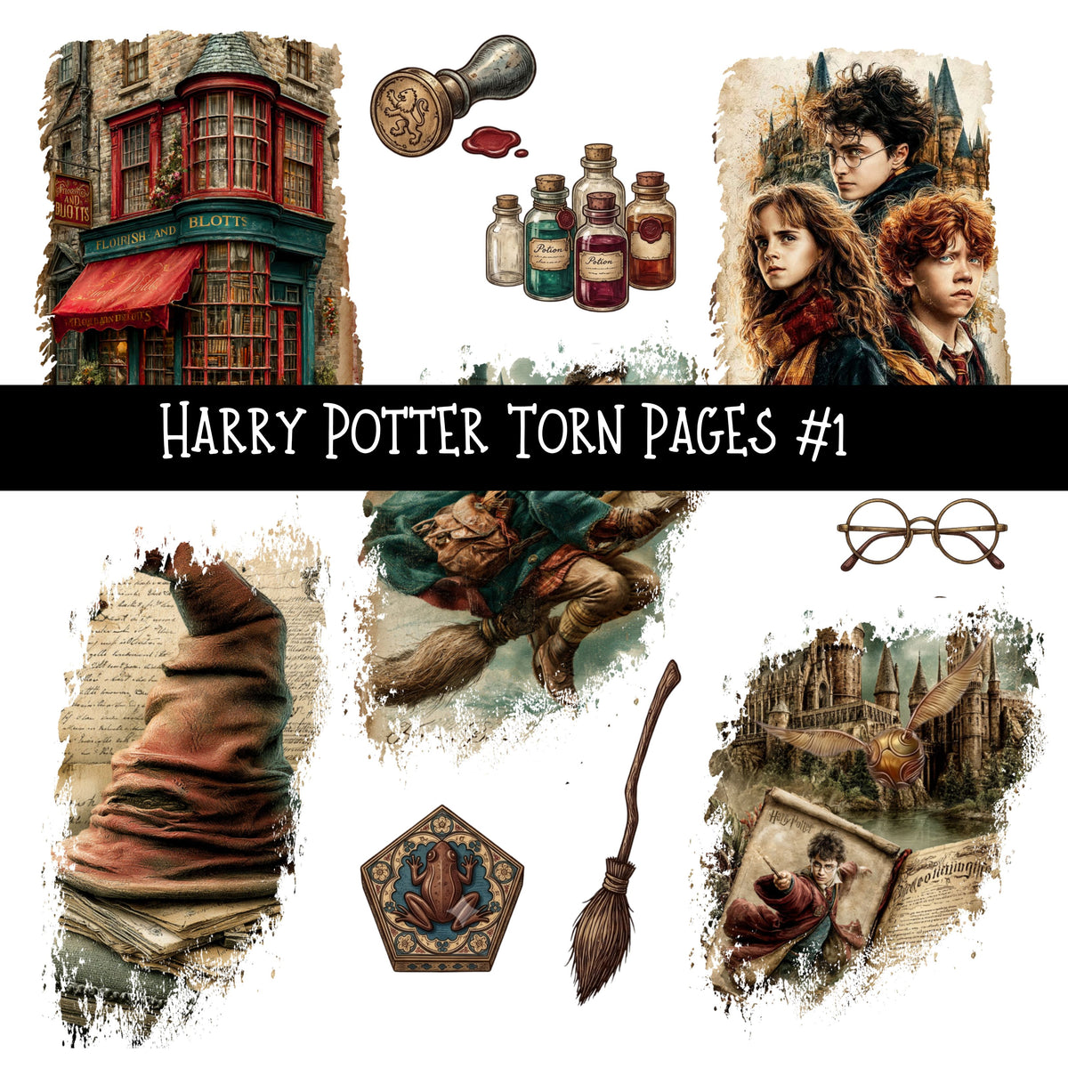 Harry Potter Torn Pages Decal sheets 4 designs available