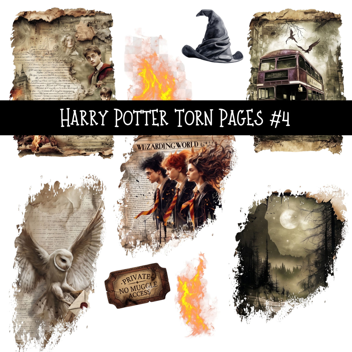 Harry Potter Torn Pages Decal sheets 4 designs available