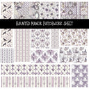 Haunted Manor Patchwork precut vinyl sheet available in 12x12 or 6x6 sizes