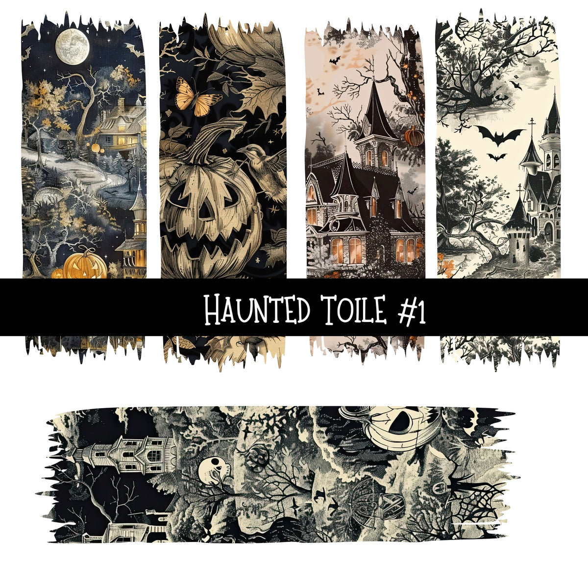 Haunted Toile Torn Pages UV DTF Decal sheets 6 Designs available
