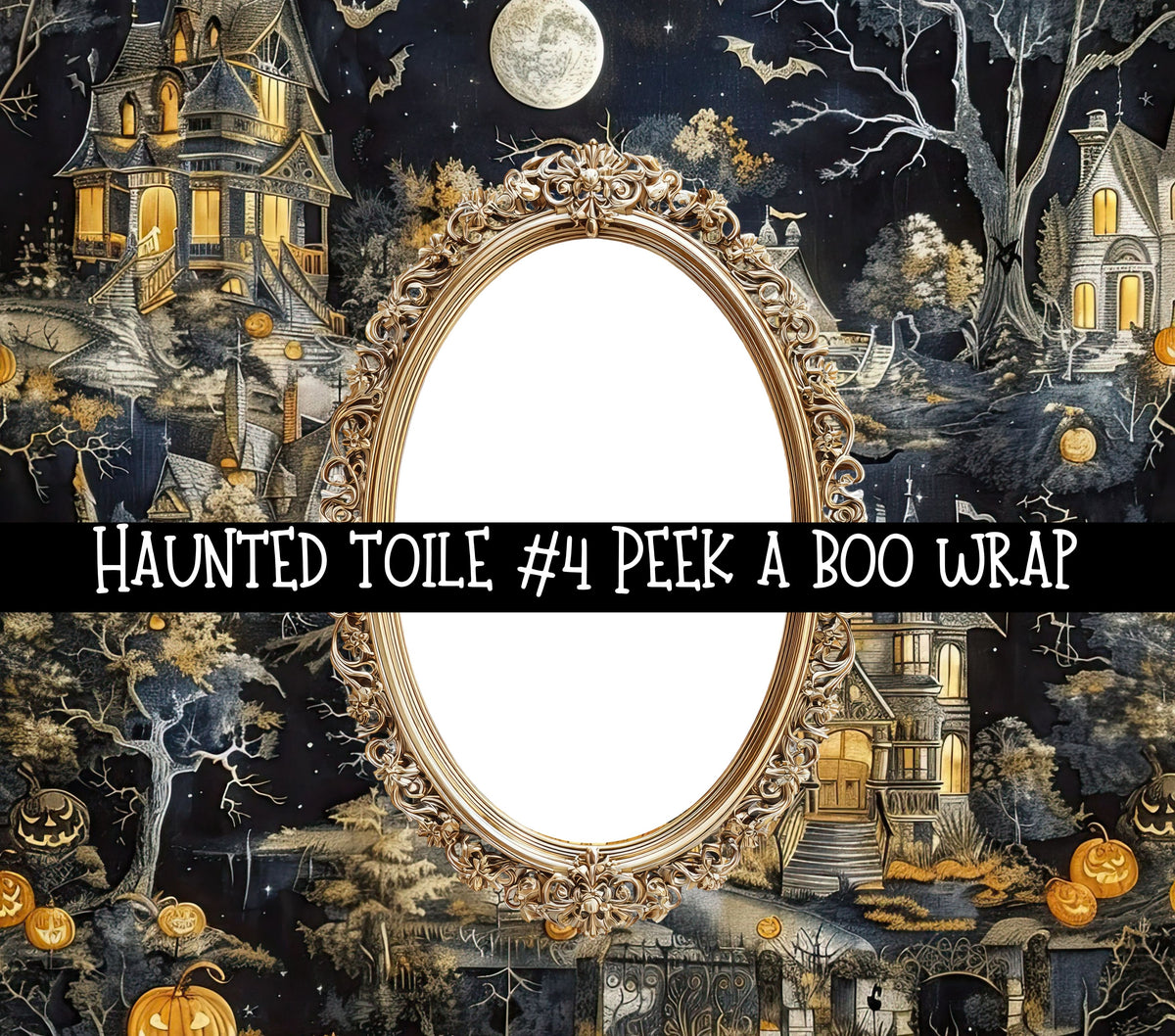 Haunted Toile Precut Peek a Boo Frame vinyl tumbler wraps 4 designs