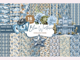 Blue Western Vinyl collection- 12x12 vinyl sheets-16 designs available