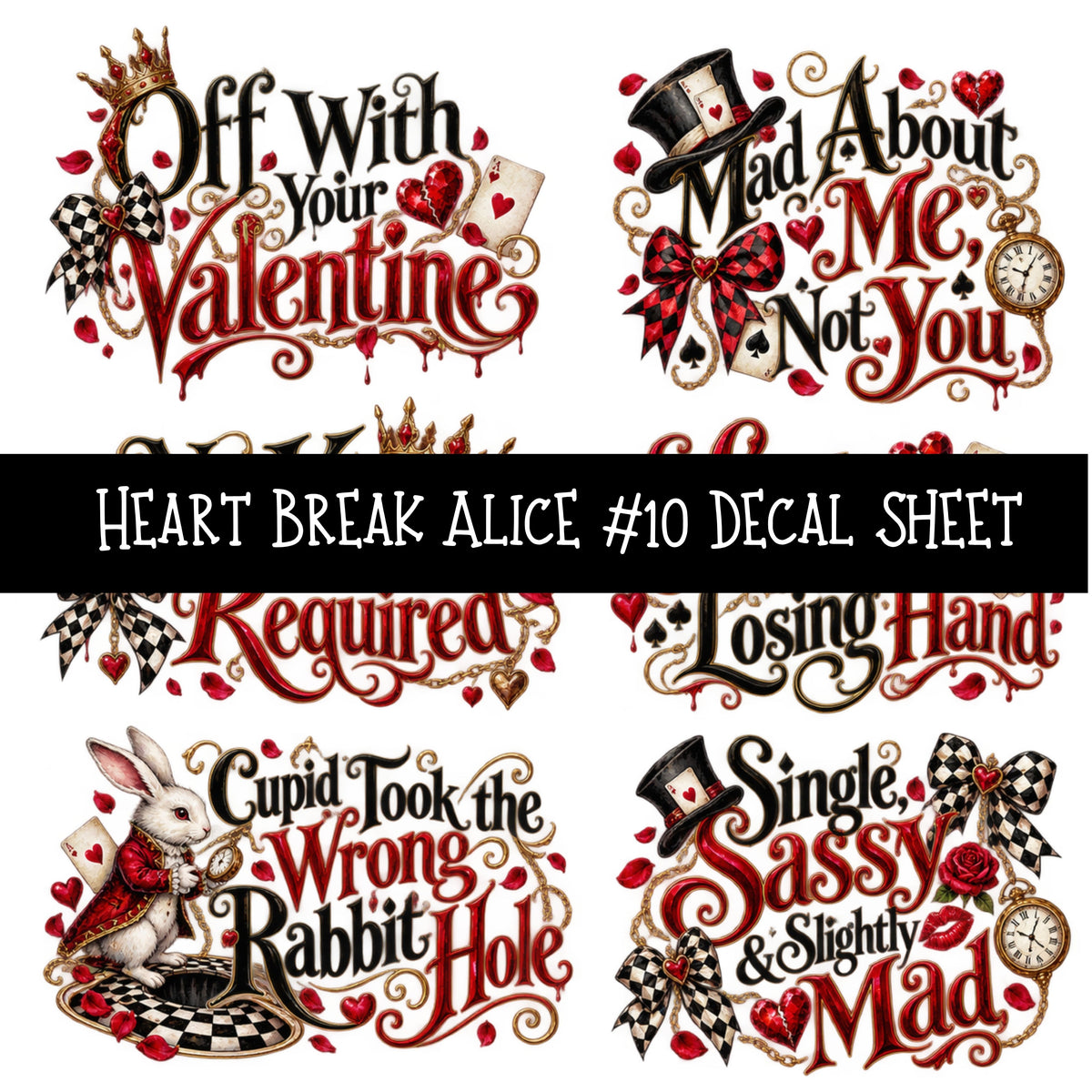 Heartbreak Alice UV DTF Decal sheets 20 Designs available