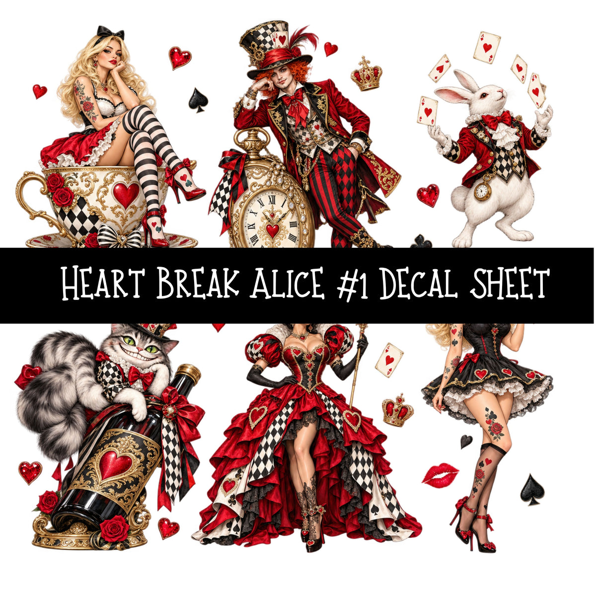 Heartbreak Alice UV DTF Decal sheets 20 Designs available