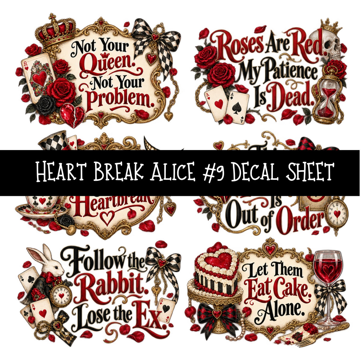 Heartbreak Alice UV DTF Decal sheets 20 Designs available