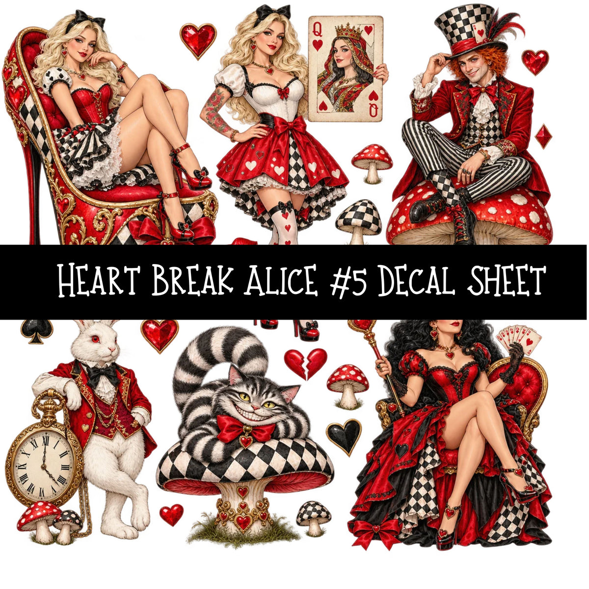 Heartbreak Alice UV DTF Decal sheets 20 Designs available