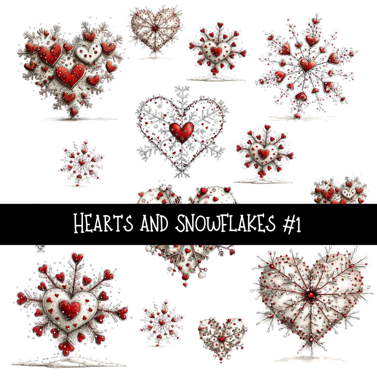Hearts and Snowflakes UV DTF Decal sheets 2 to choose from