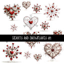 Hearts and Snowflakes UV DTF Decal sheets 2 to choose from