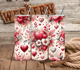 Hearts and Flowers Vinyl Tumbler Wraps