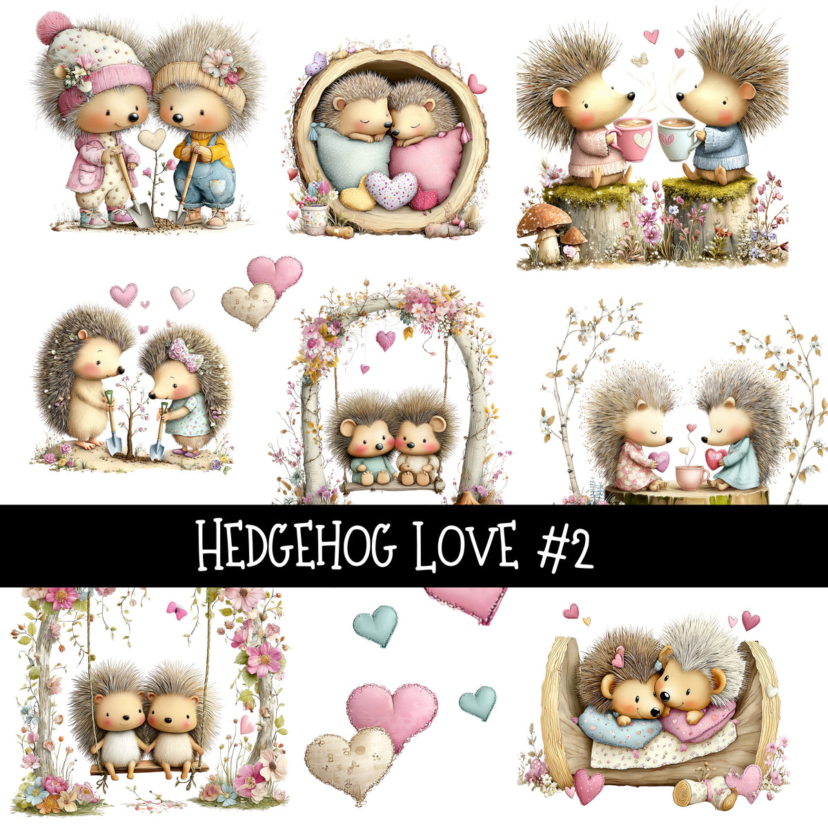 Hedgehog Love UV Decal sheets 2 to choose from
