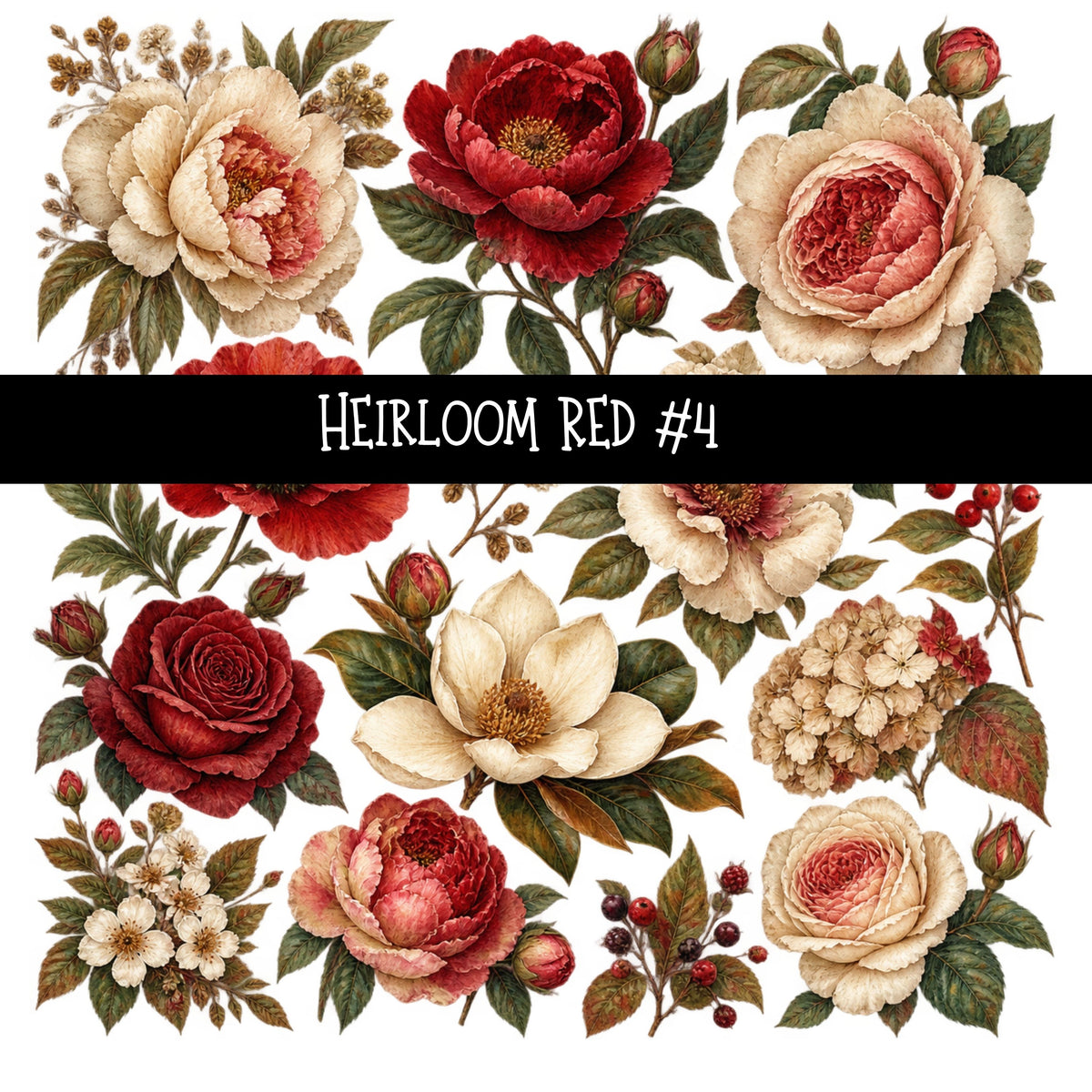 Heirloom Red Torn Pages UV DTF Decal sheets 7 Designs available