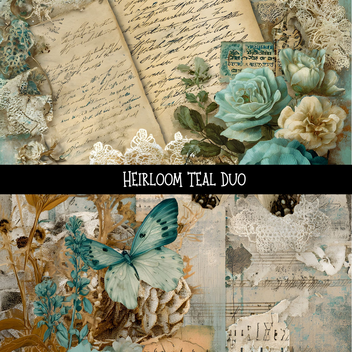 Heirloom Teal precut Duo 2 Sizes vinyl sheet