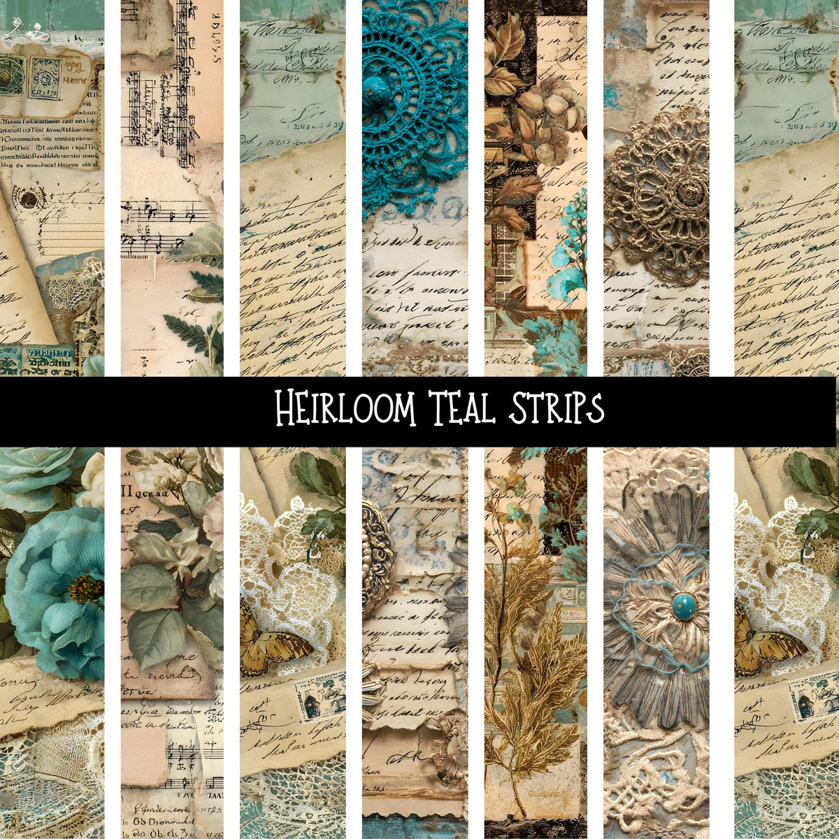 Heirloom Teal precut Strips 12x12 vinyl sheet