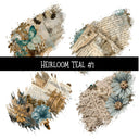 Heirloom Teal Torn Pages UV DTF Decal sheets 6 Designs available